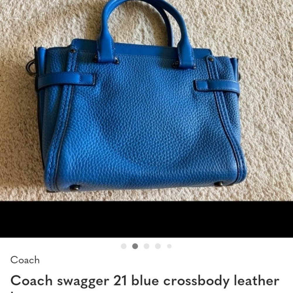 Coach Swagger 21 Blue Leather Crossbody Bag - Picture 3 of 7
